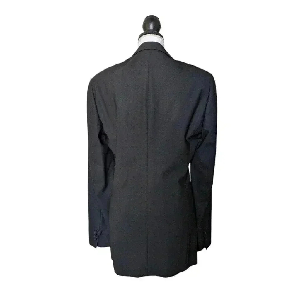 Armani Collezioni Black Wool Blend 3 Button Notch Blazer Size 36R Made In Italy - Picture 2 of 12